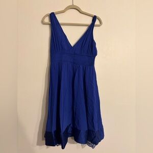 moulinette soeurs Blue 100% silk Party Dress with buttons and lace bottom